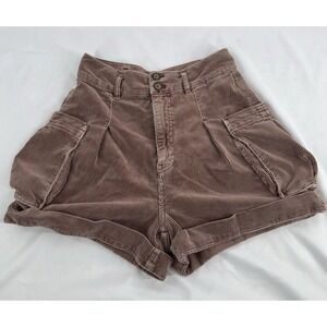 Free People Brown Corduroy Cargo Shorts 4 Boho Granola Indie Grunge Earthy 90s